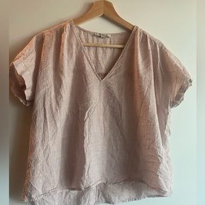 Madewell v-neck pinstripe cotton blouse, size small